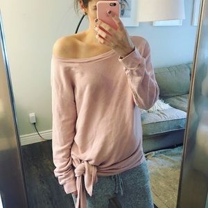 Nordstrom Hinge blush side tie sweatshirt